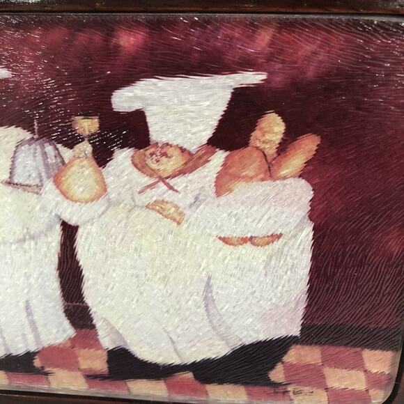 Cherrywood Cutting Board Charcuterie Cheese with Chefs Print - Picture 11 of 12